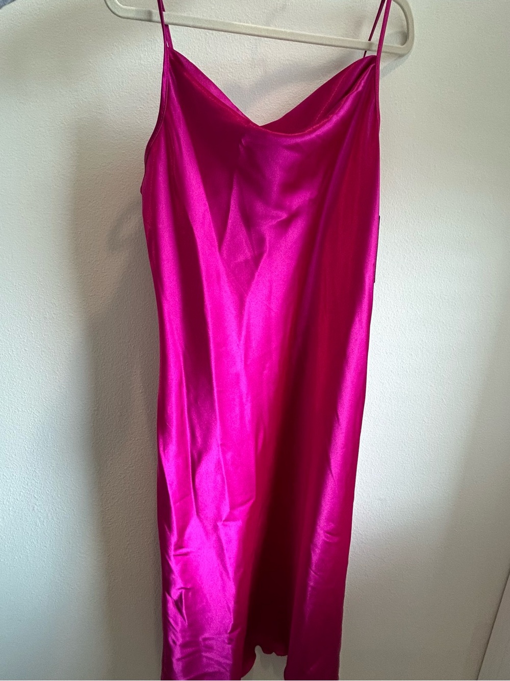 bebe Hot Pink Satin Slip Dress